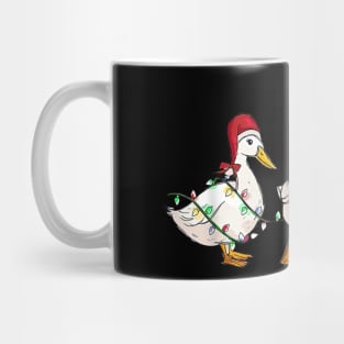 Duck Santa Hat Christmas Lights Silly Goose Xmas Mug